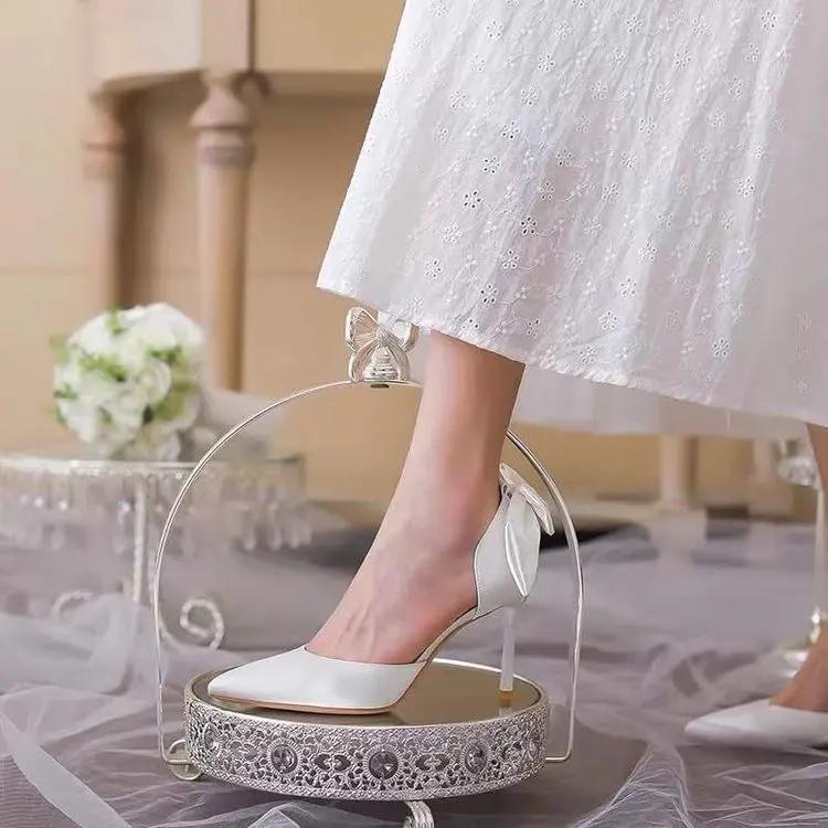 Frauen Elegante Ferse Frauen Schuhe High Heels Frauen Pumps Sexy Stilettos Hochzeit Schuhe Braut Heels Bowknot Schuhe Zapatos De Mujer