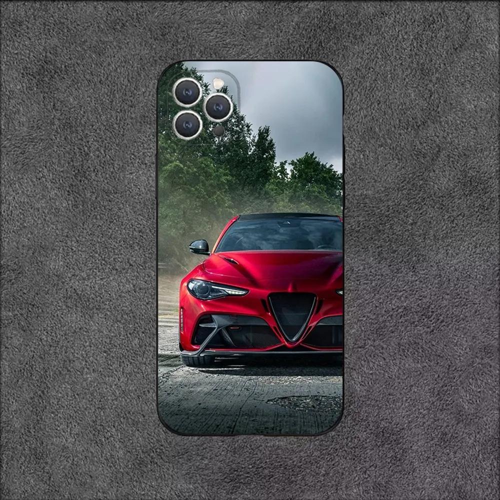 A-AlfaeS Sport Car R-RomeoS-S Phone Case For iPhone 16,15,14,13,12,11,Plus,Pro Max,XS,X,XR,SE,Mini,8,7 Soft Silicone Black Cover