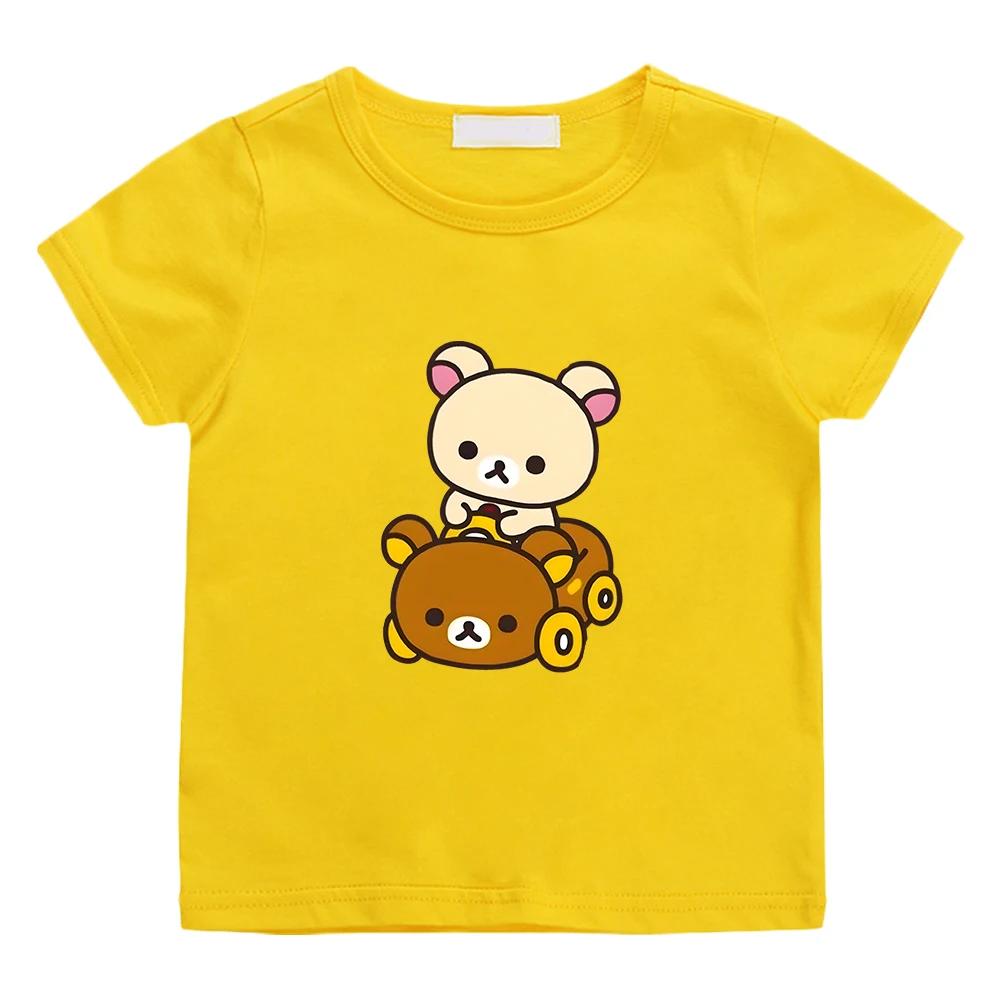 Rilakkuma Bear Kawaii Printing Tshirt 100 Cotton Short Sleeve Casual Teeshirt Funny Cartoon Graphic Print Tshirts Comfortable