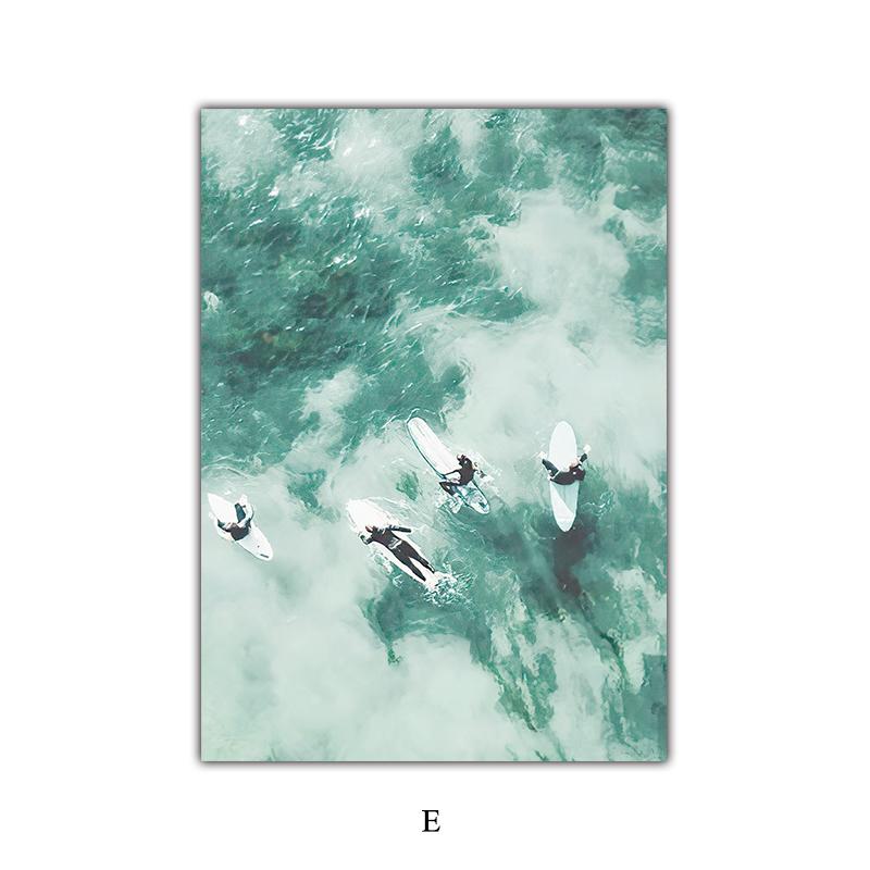 Seascape Canvas Painting Seagull Wall Pictures Ocean Art Prints Scandinavian Murals Mint Green Posters Living Room Decoration