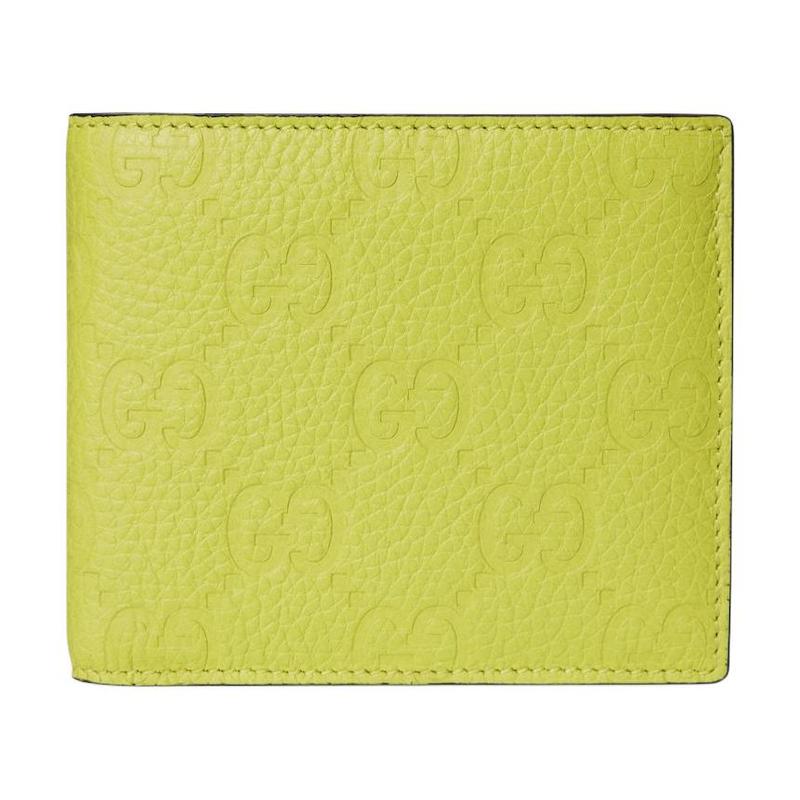 Gucci Printed Embossed Bi-fold Design Leather Coin Purse Men's Acid Green