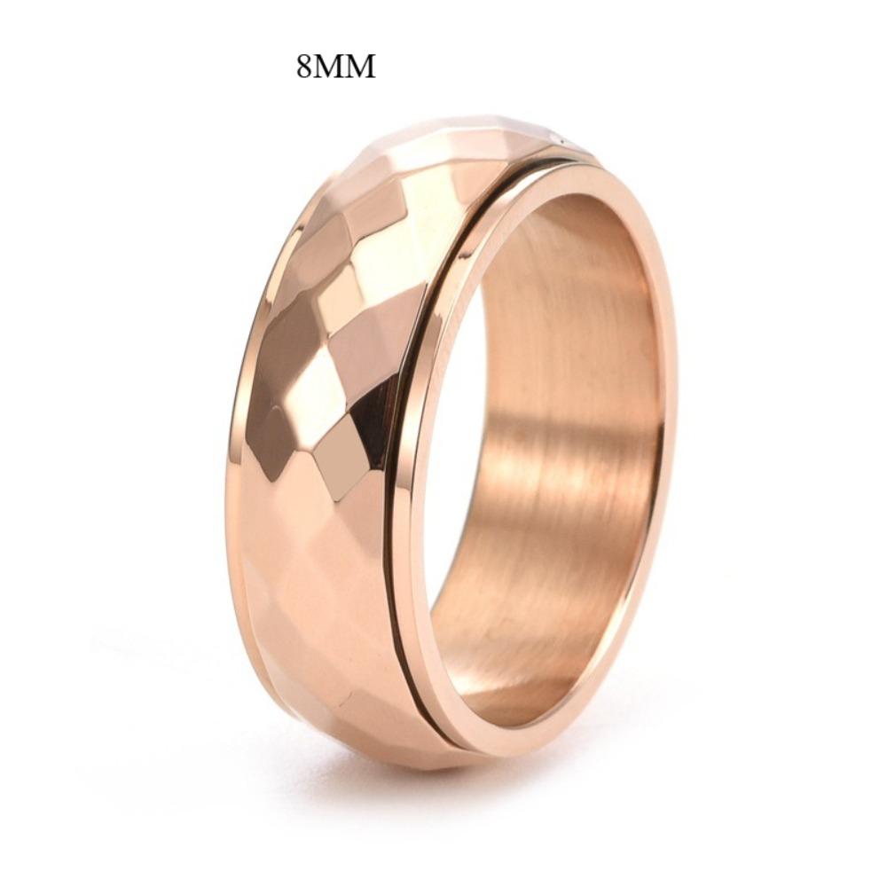 Unisex Titanium Steel Rotating Diamond Ring Wide Narrow Face Trendy Jewelry for Men Women