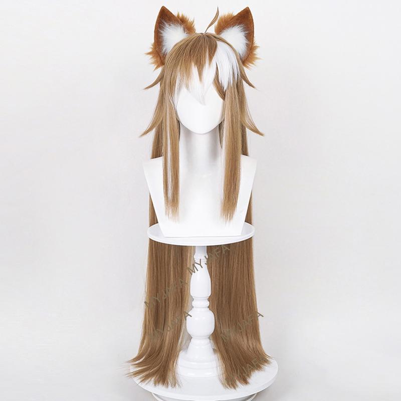 Miss Hina Cosplay Wig Impact Cosplay Gorou Cosplay Long Heat Resistant Synthetic Hair Ms Hina Wigs + Wig Cap