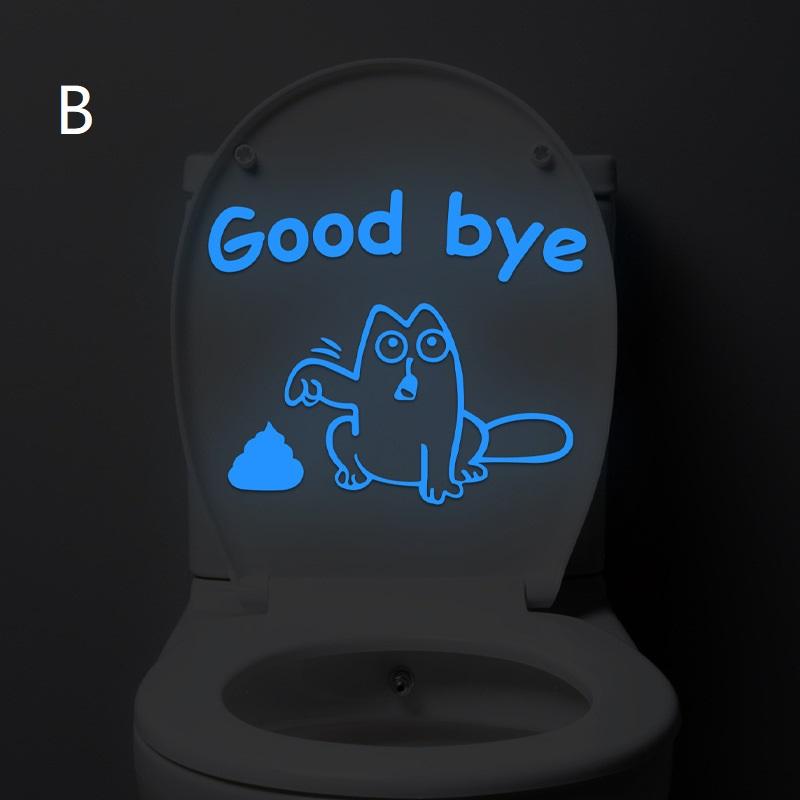 

Світні в темряві Смішні мультяшні наклейки на унітаз Водонепроникні Знімні Самоклеючі ПВХ Наклейки Декор для ванної кімнати Настінні наклейки B синій