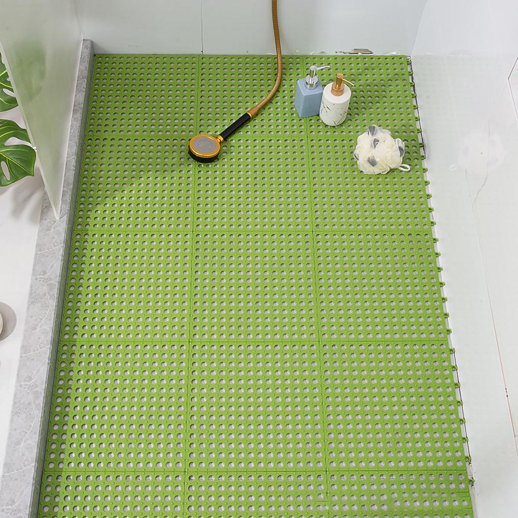 10PCS Suction Cup Floor Mats Anti Slip Plastic Mosaic Bath Mat for Kitchen Bathroom Grey