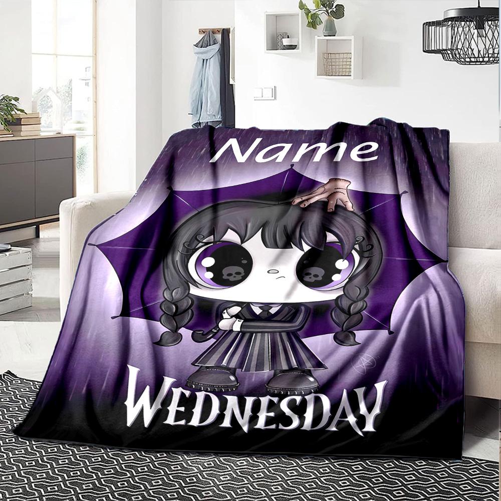 Customiz Name Personality Wednesday Addams Blanket Soft &Warm Sofa Office Bed Travel Lunch Break Blanket, Gift Suitable All Seasons