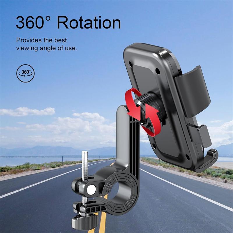 Moto Bike Phone Holder, One Hand Operation And 360° Rotatable Phone Holder For Motorcycle And Scooter