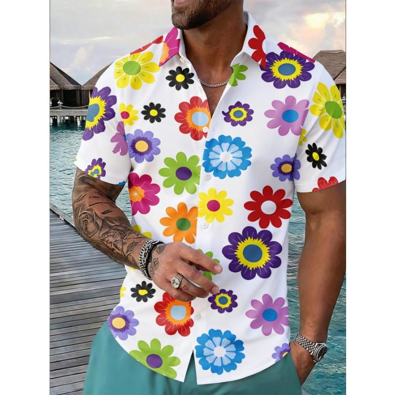 

Men s Short-Sleeve Button-Up Shirt - Lightweight Lapel Collar Button-Front Suitable for Dates S