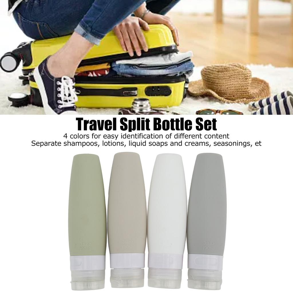 4Pcs Silicone Travel Bottle Large Opening Design Leakproof 90ml 4 Colors Squeezable Travel Containers Set for Travelling