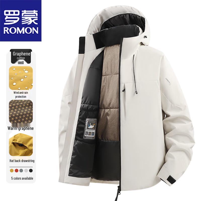 ROMON Men's Casual Hooded Padded Jacket
