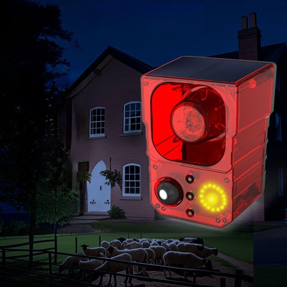Audible and Visual Alarm Solar Powered Alarm Dog's Bark Solar Anti-theft Device  Warehouse