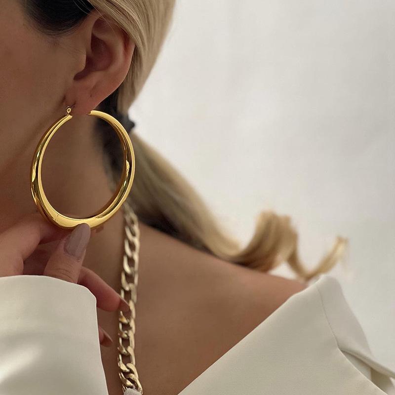 

Exaggerated Geometric Gold Alloy Circle Dangle Earrings for Women