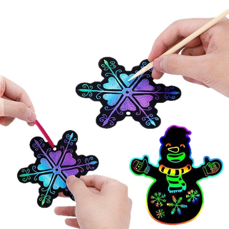 DIY Christmas Scratch Art Paper for Children's Holiday Party