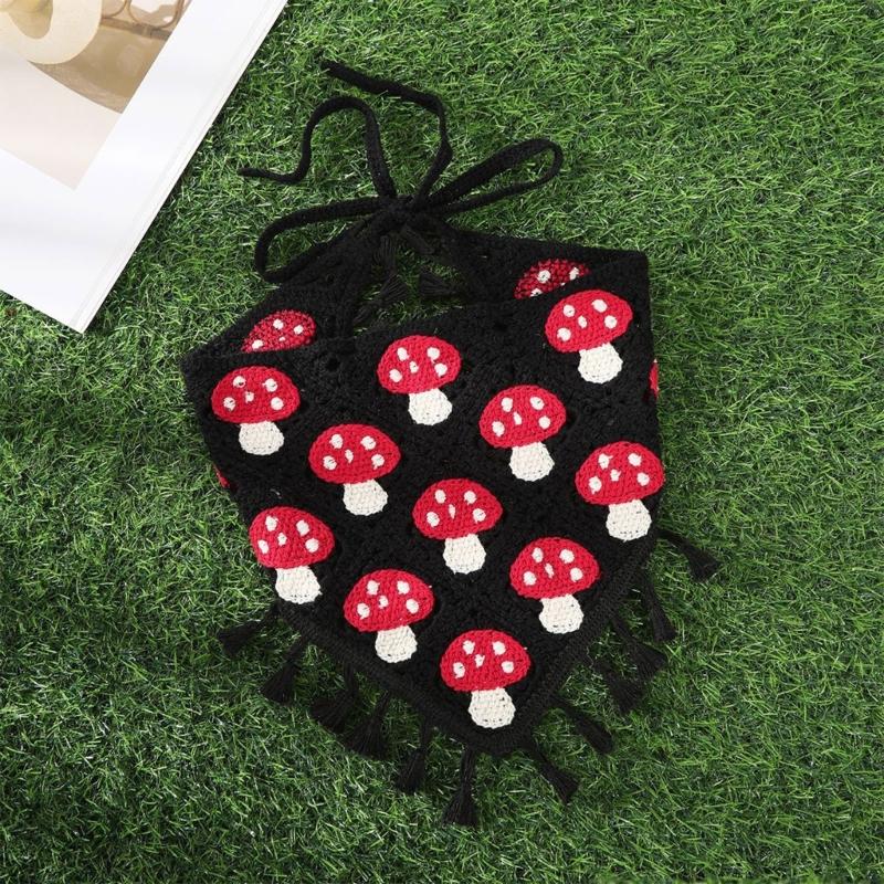 Women Tassels Hairband Wrap Elegant Mushroom Headwraps Elaborate Head Scarf Turbans Bandanas Hairband for Vacation