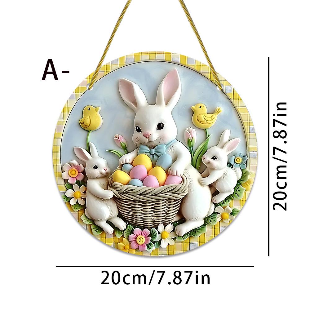 

Disc Ornament Decorative Rabbit Decoration Bunny Pendant Round Window Decoration For Holiday Family Easter L
