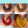 Ethnic Tribal Style Multi Layer Wooden Bead Necklace For Women Summer Fashion Jewelry
