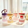 Water Bottle Cartoon Double Drink Straw Cup Portable Plastic Cup with Handle Men and Women Cute Portable Suction Cup