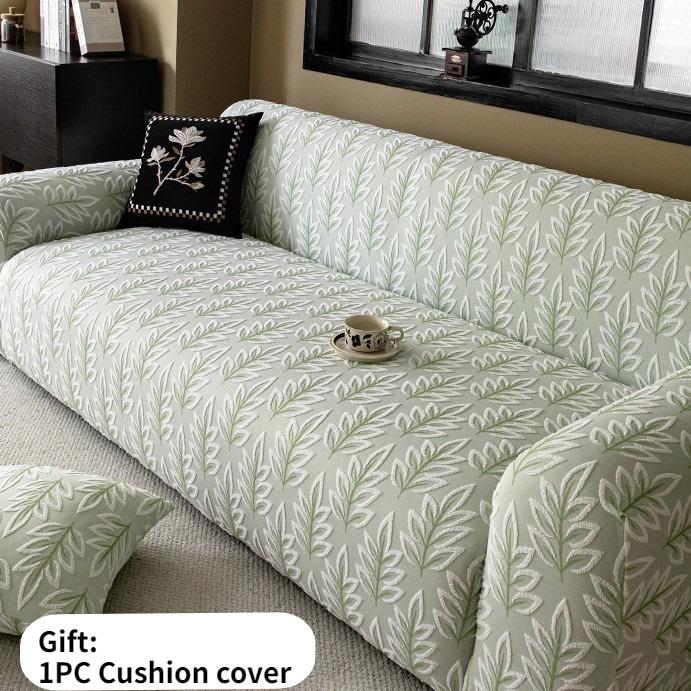 

1/2/3/4 Seater Jacquard Leaves Stretch Sofa Slipcovers Corner Sectional L Shape Couch Covers for Living Room Office Funda Sofa 1 Seater (90-140cm) зелёный