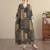 DIMANAF New 2026 Women Long Dress Plus Size Spring Summer Loose Basic Vintage Oversize Long Sleeve Maxi Floral