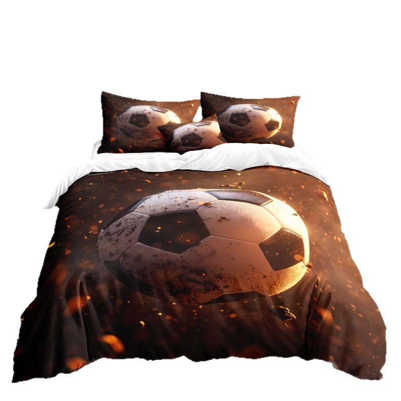 Fußball-Serie 3D Digitaldruck Dreiteiliges Bettwäscheset Bettlaken Bettbezug