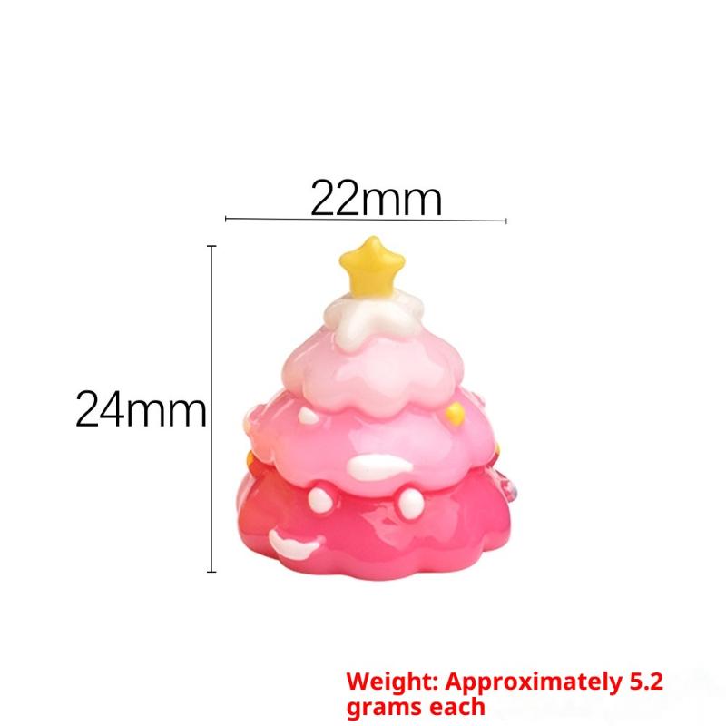 5 Peças Mini Árvore de Natal Colorida em Gradiente Bolo Comida Brinquedo Cola Cremosa Resina DIY Widgets Decoração de Cena de Natal