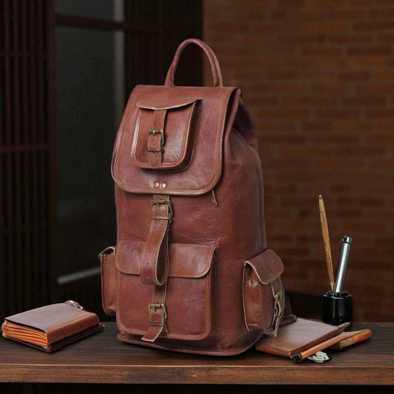 Personalized Leather Backpack For Women Men Travel Backpack, Personalized Christmas Gift, Unisex Rucksack, Backpack for Men, Woman Backpack