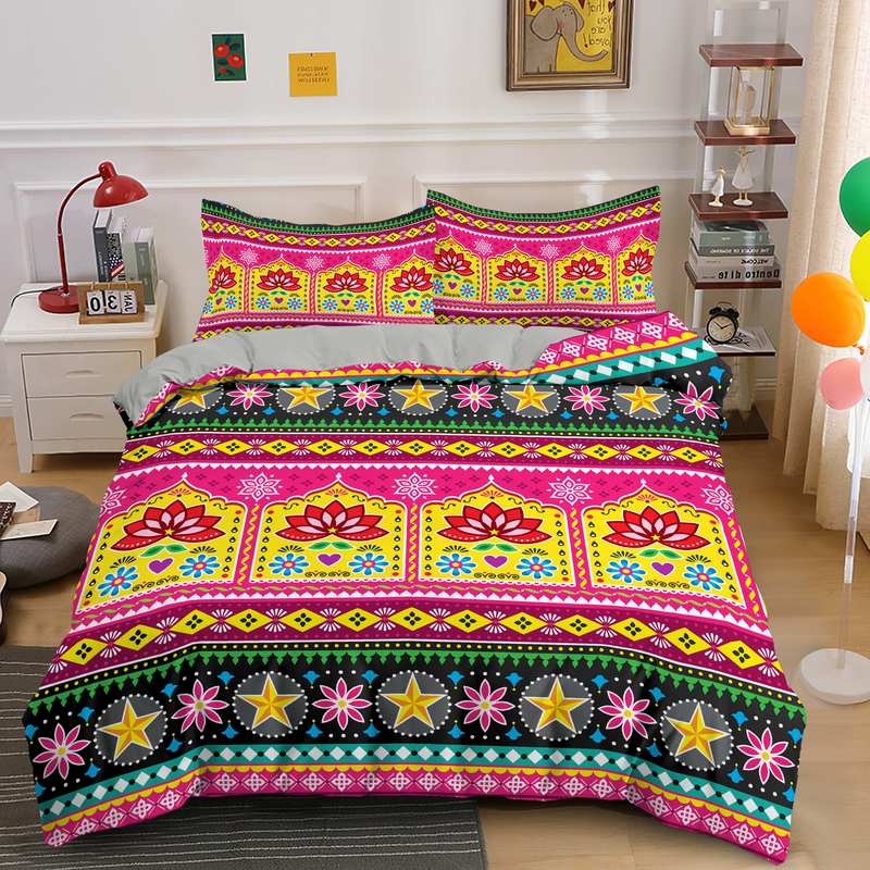 

Индийский цветочный стиль Кинг Квин Пододеяльник Красочный Бохо Мандала Комплект постельного белья Для взрослых Геометрический Экзотический Полиэстер Покрывало EU single(135x200cm)