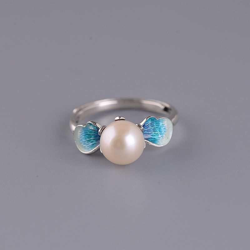 S925 Sterling Silver Women s Chinese Retro Pearl Open Ring