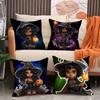 Cute Funny Witch Halloween Pillow Case Short plush Double-sided Print Square Throw Pillow Covers Sofa Home Cushion Decor