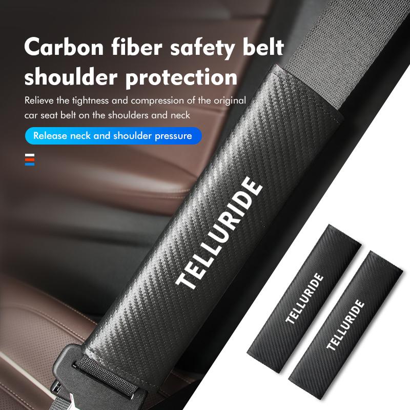 Carbon Fiber Car Seat Belts Cover Shoulder Protect Pad For KIA Soul Stonic Picanto Proceed Sorento Cerato Sedona EG4