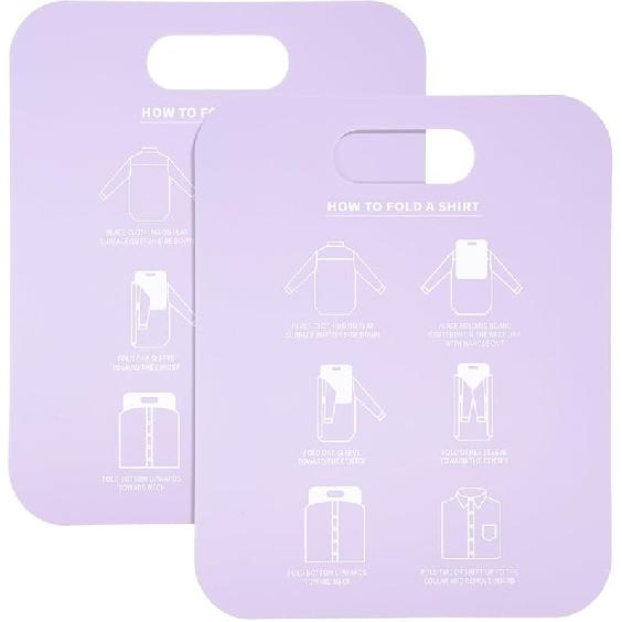 2 Pcs Shirt Folding Board, Portable Clothes Folder Plastic Laundry folders for Travel Adult White