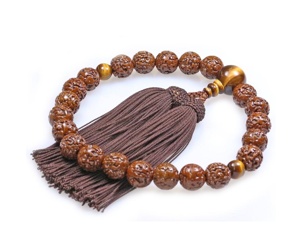 Nakago Founded In Meiji 18 Kyoto Prayer Kongo Bodhi 22 Tiger Eye Stone Pure Silk Head Prayer Beads Bag Included Men Who Can Use It In All Beads, Tree,