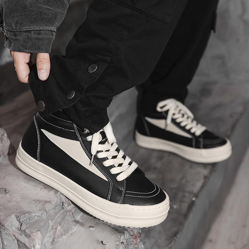 NewMen's Casual High-Top Sneakers Thick-Sole Comfort Outdoor Slip-Resistant Durable Lace-Up Sneakers Men's Basic Versatile Style