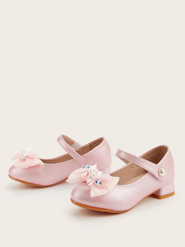 2025 Winter Mädchen Rosa Schleife Prinzessin Hohe Absätze: Modische & Vielseitige Lederschuhe