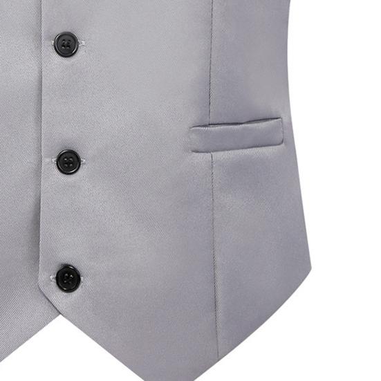 Men Waistcoat Solid Color Single-breasted V Neck Sleeveless Spring Vest for Work