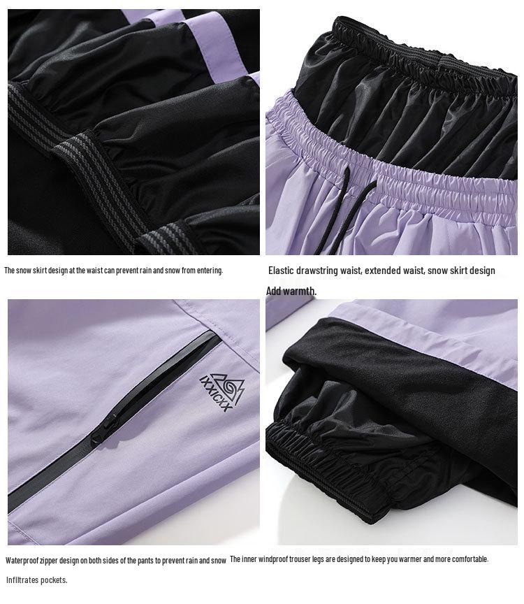 Waterproof Fleece-Lined Ski Suit: Warm Hooded Two-Piece Set for Men & Women