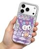 Case for iphone 11 16 Plus XS Max 17 Pro 15 Air 13 18 Pro Max XR 12 14 Kuromi Drinking Milk Tea Sparkle Crackle Foil Acrylic TPU Phone Case