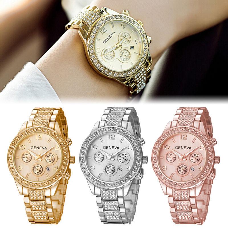 Stainless New 2019 Steel Luxury Women Crystal Quartz Analog Wrist Watch Fashion