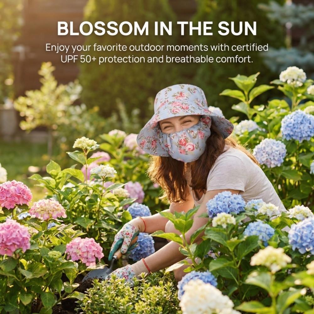 New Anti-UV Women's Sun Protection Hat UPF 50+ Moisture-Wicking Fisherman Hat Breathable Wide Brim Ponytail Hat Cycling Headwear
