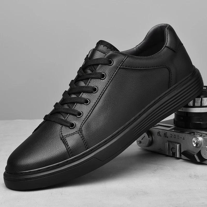Fashion Luxury Brand Men's Shoes Fashion Breathable Skateboard Tenis Masculino Genuine Leather Casual Flats Comfort New Men Sneakers