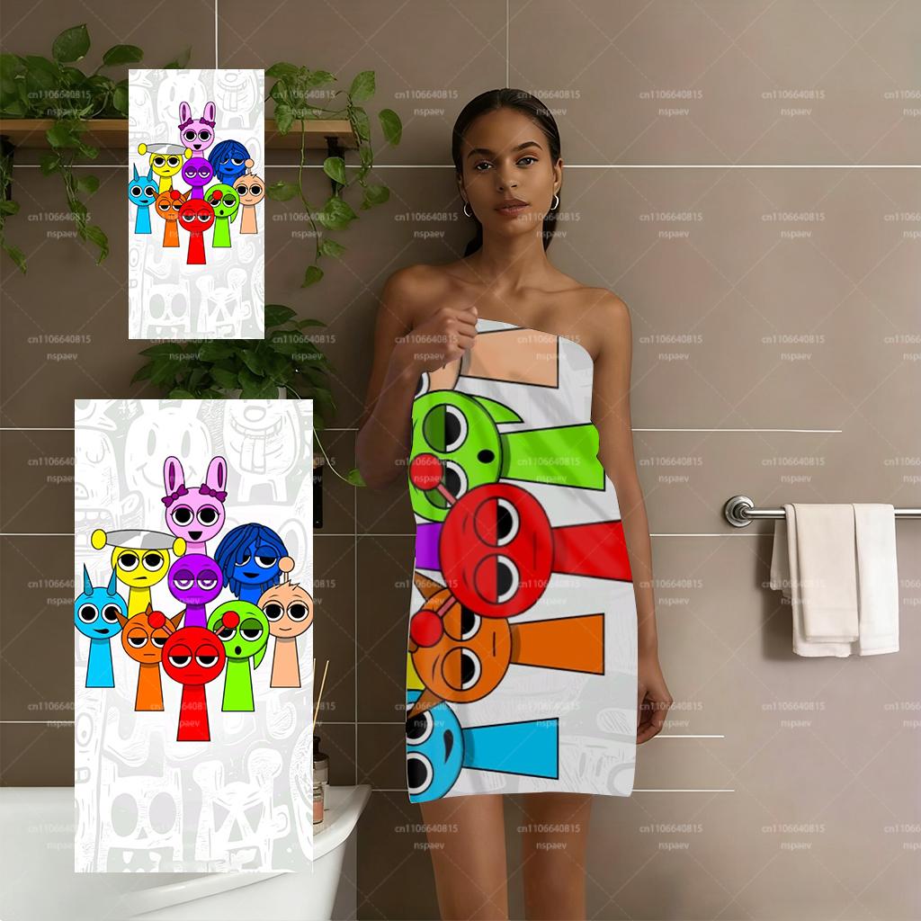 Cute Game Characters Beach Towel Soft Microfiber Bath Towel for Kids Beach Pool Bathroom Decor