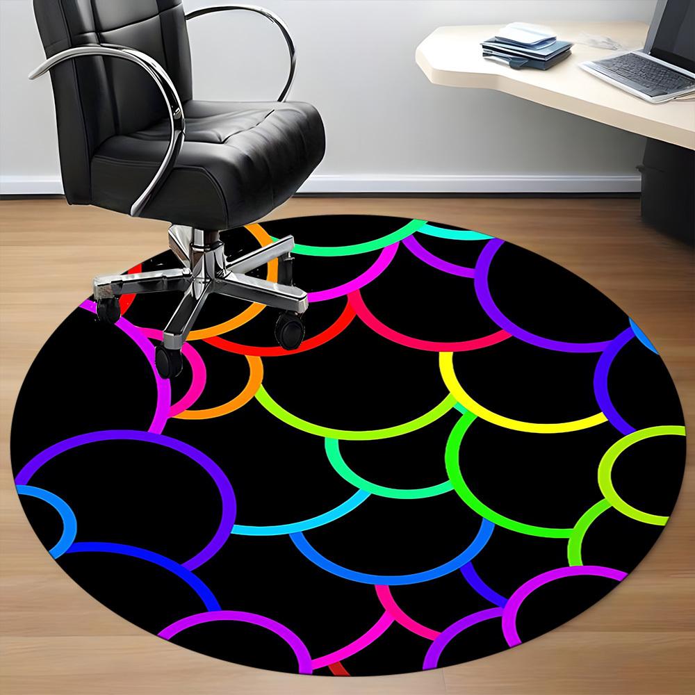 1pc Circle Pattern Carpet, Round Non Slip Durable Large Size Office Carpet, Suitable for Office