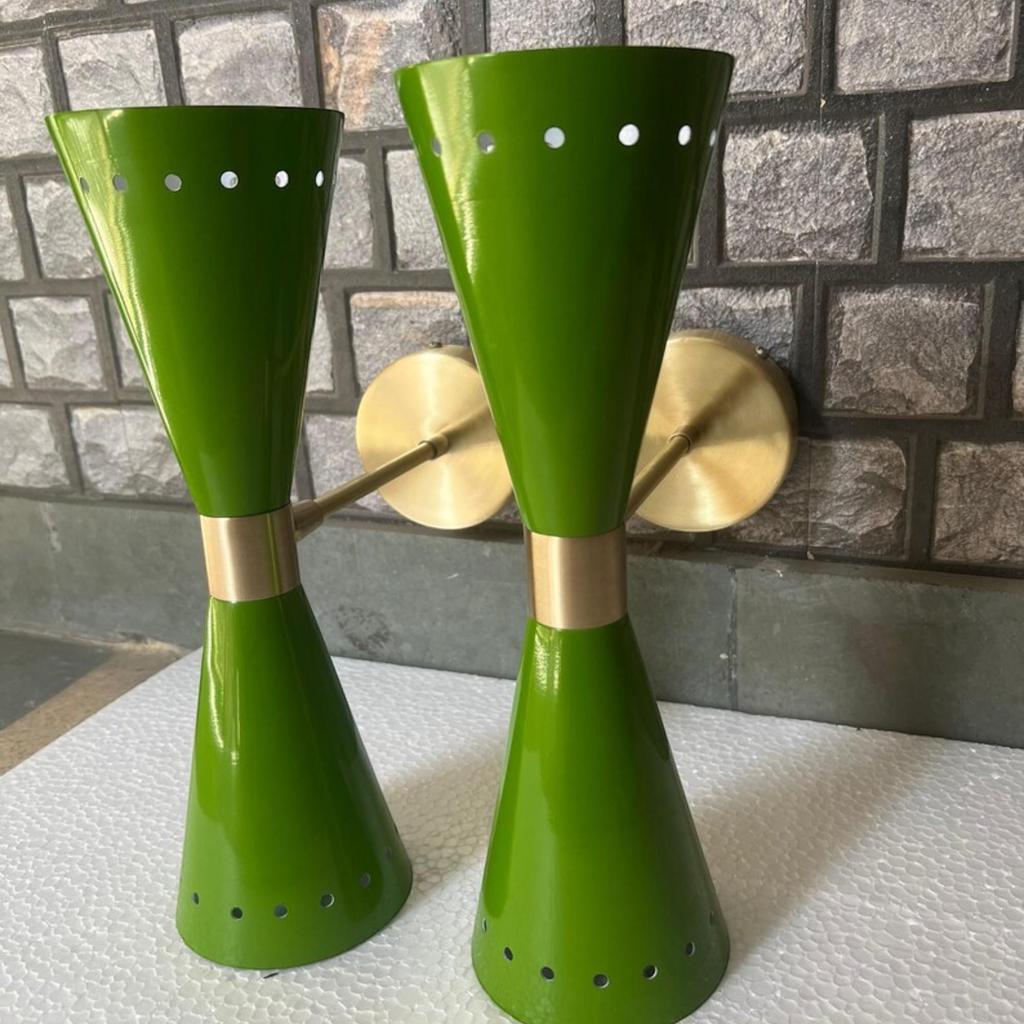 Kinkiet ścienny Mid-Century Modern Green Diabolo, podwójna oprawa oświetleniowa, lampa ścienna w stylu industrialnym, wystrój domu, nowoczesna lampa ścienna