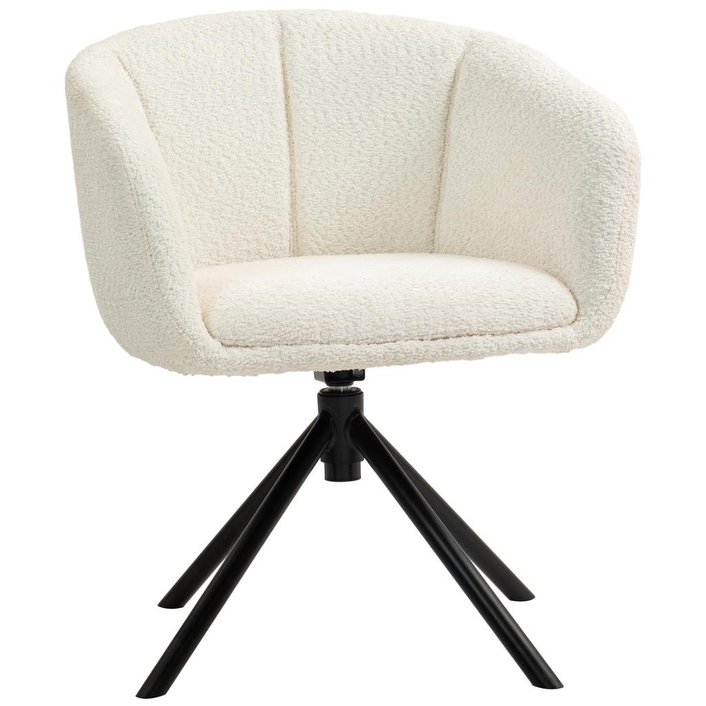 Armchair, Upholstered Chair with Comfortable Seat Shell, Swivel, Cozy Cover, up to 120 kg, Cream White