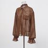 Temperament Casual Fashion Suit Women's Elegant Lapel Long-sleeve Shirt + High-waist Loose Cage Pants