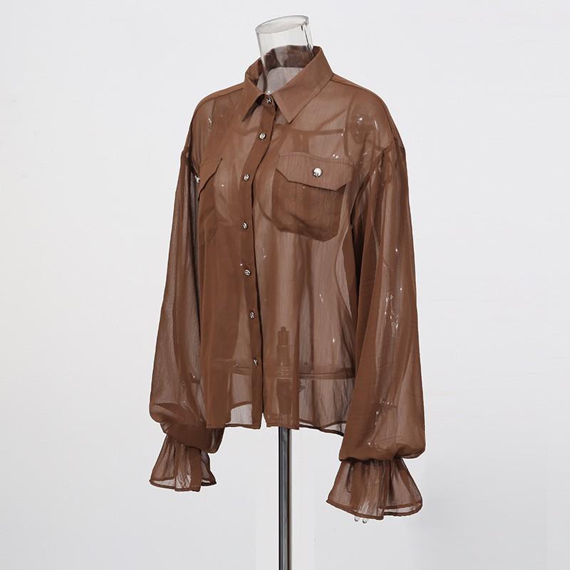 Temperament Casual Fashion Suit Women's Elegant Lapel Long-sleeve Shirt + High-waist Loose Cage Pants