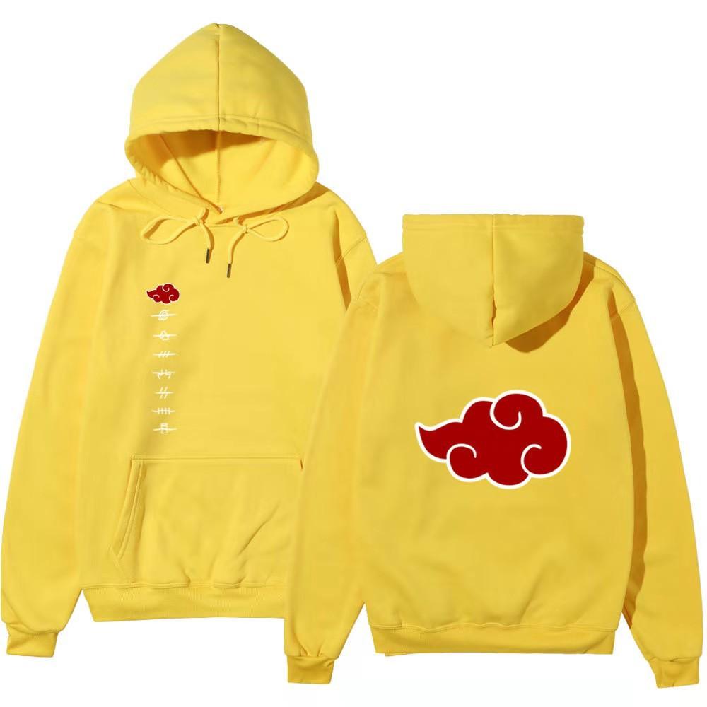 Unisex Naruto Akatsuki Hoodie, Double Side Red Cloud Symbol Print Anime Pullover Long Sleeve Hooded Sweatshirt