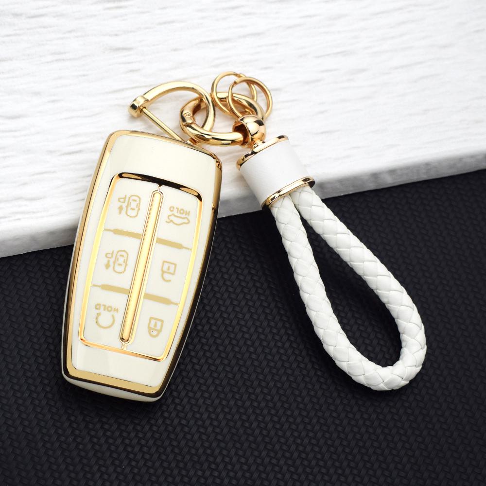 6 Button Tpu Car Key Shell Holder Ring Protector Keychain Accessories For Hyundai Genesis Gv70 Gv80 Gv90 - Auto Key Case