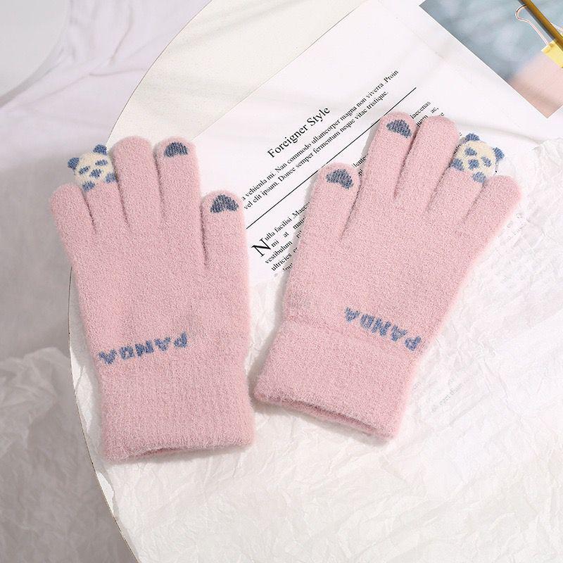 Korean Style Winter Touchscreen Knitted Gloves - Cute, Warm, Cold-Proof for Female Students & Cycling