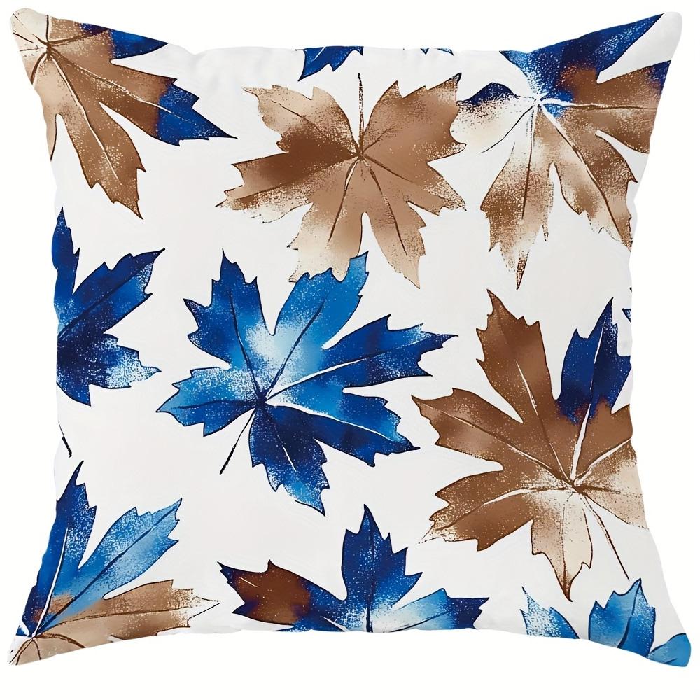 Home Decor Blue Brown Floral Geometric Pillow Covers Pattern Cushion Cover Suitable For Sofa Bedroom Car Pillow Cover